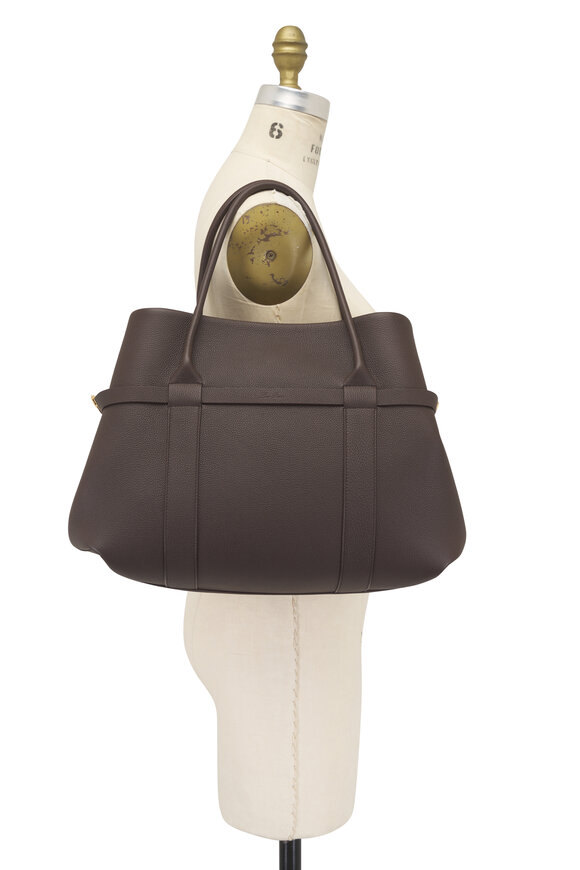 Loro Piana Large Dark Chocolate Locorice Shopper Bag - view 6