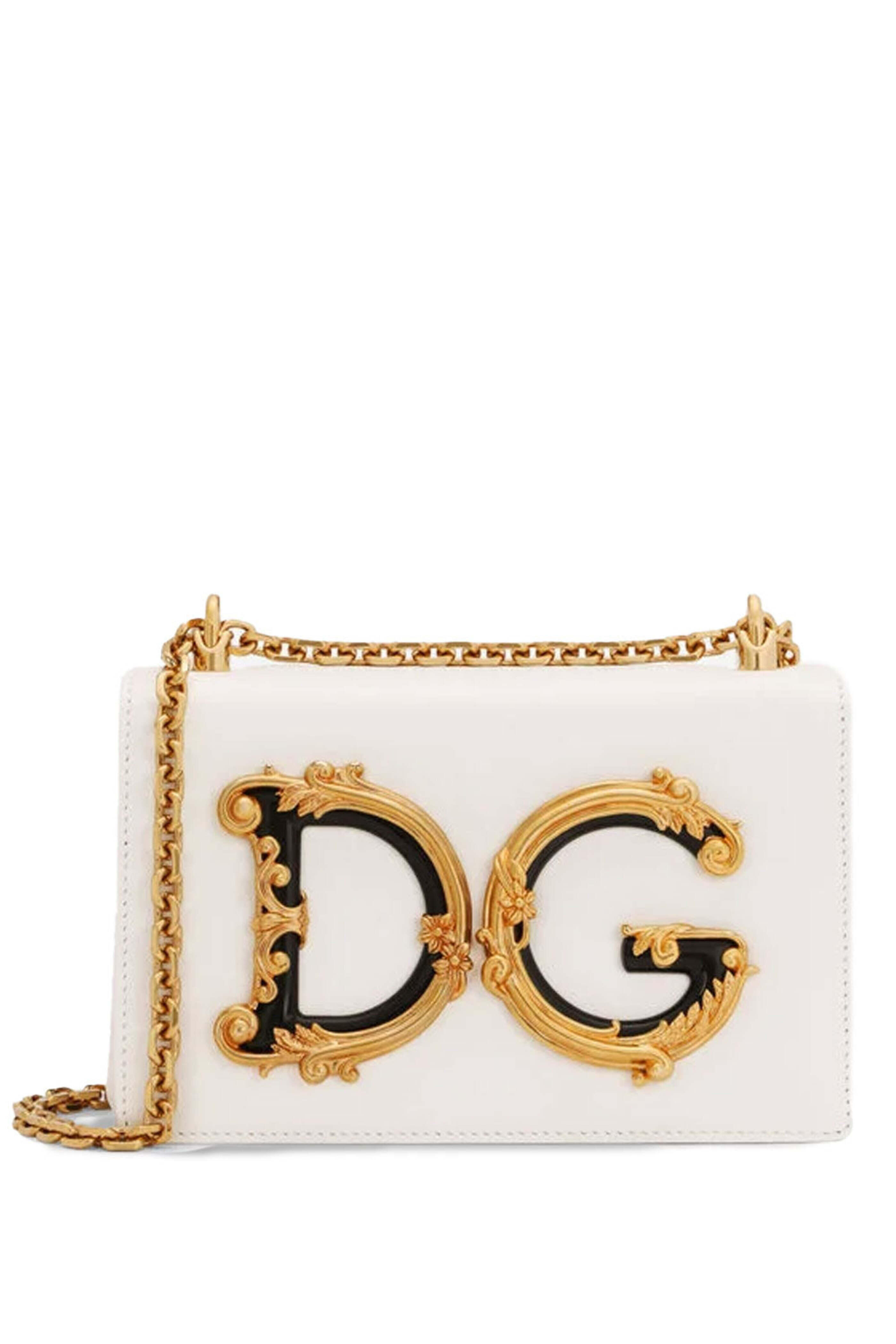 VIP【関税送料無料】希少 DOLCE & GABBANA WHITE LEATHER BAG DOLCE GABBANA Calfskin Medium DG Logo Camera Crossbody Bag