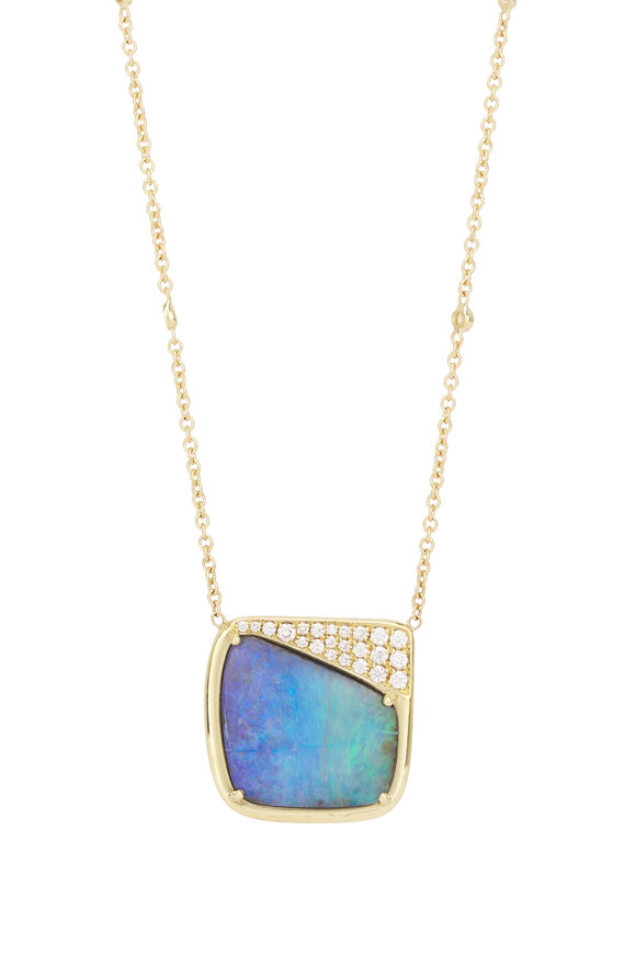Lauren K 18k Yellow Gold Boulder Opal Axis Necklace - view 2
