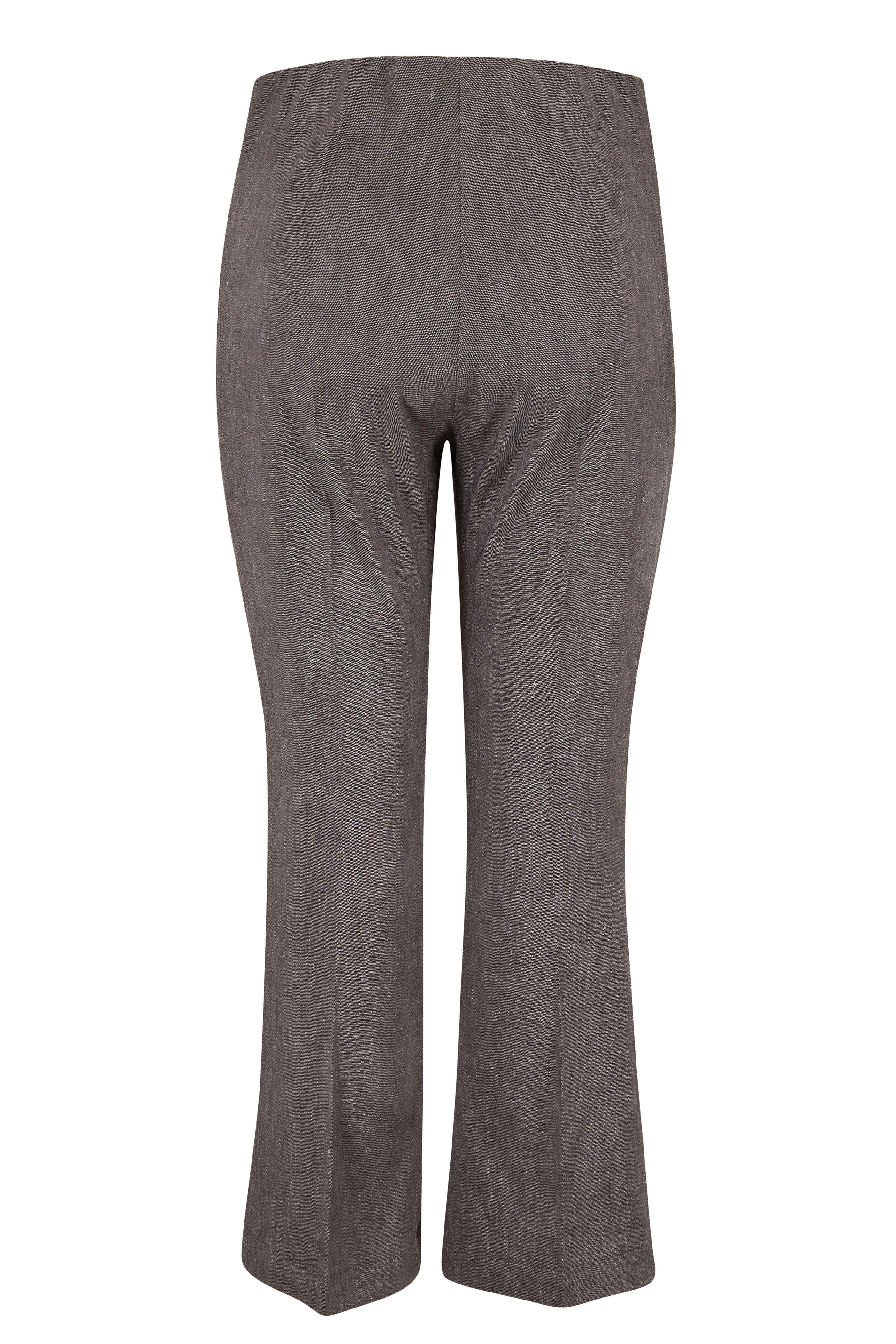 D.Exterior - Graphite Stretch Linen Side Zip Crop Pant