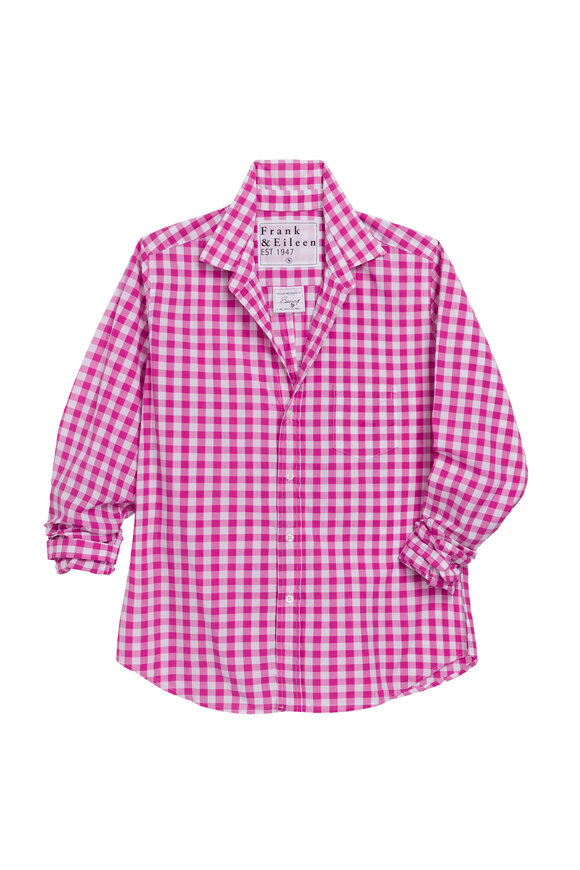 Frank & Eileen Barry Pink Check Tailored Button Up Shirt - view 5
