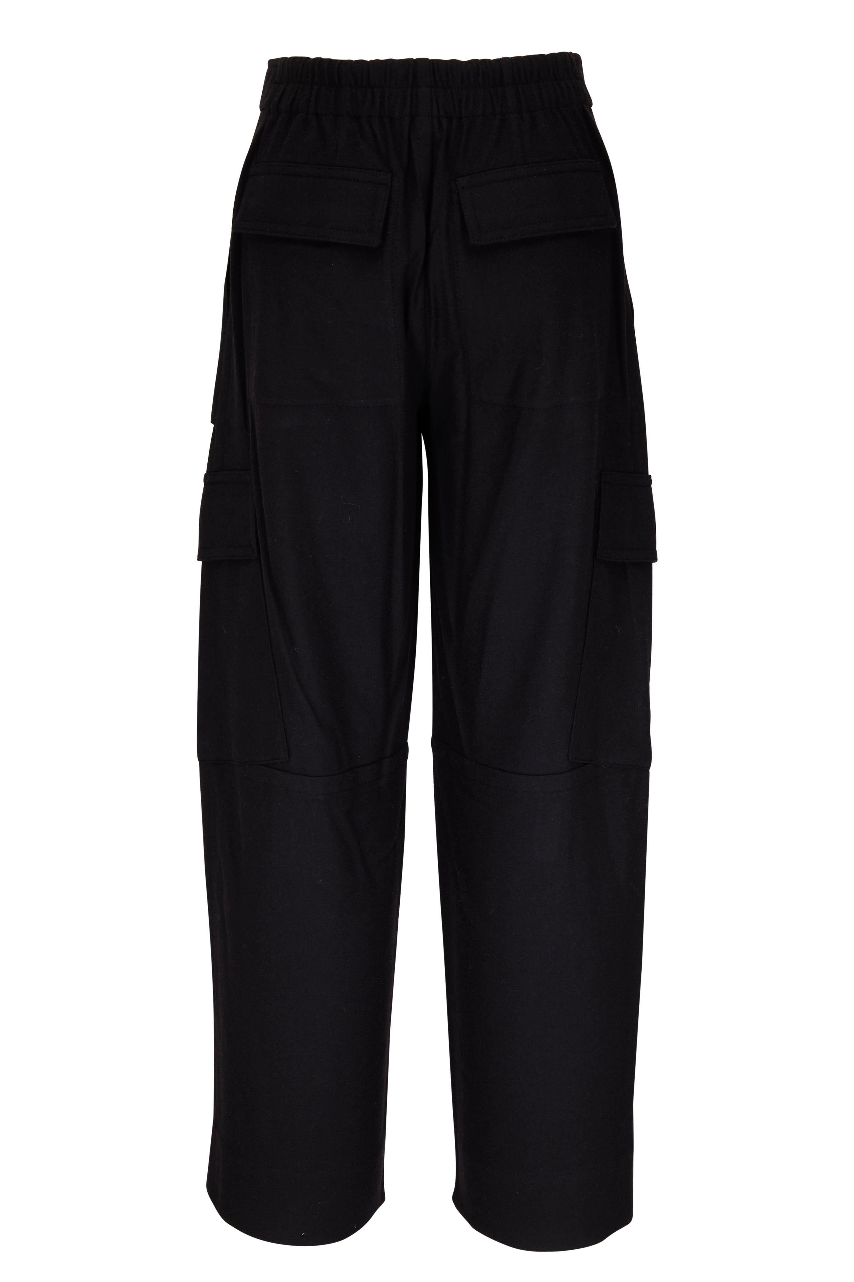 Vince - Solid Black Flannel Wide Leg Cargo Pant | Mitchell Stores