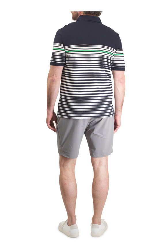 Bogner Navy, White & Green Stripe Polo - view 4