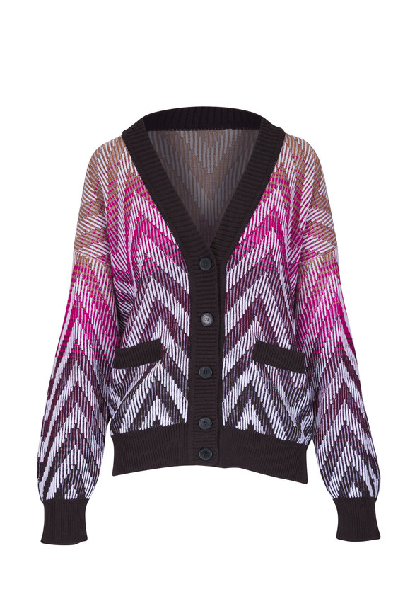 Missoni Multicolor Chevron Wool & Cotton Ribbed Cardigan