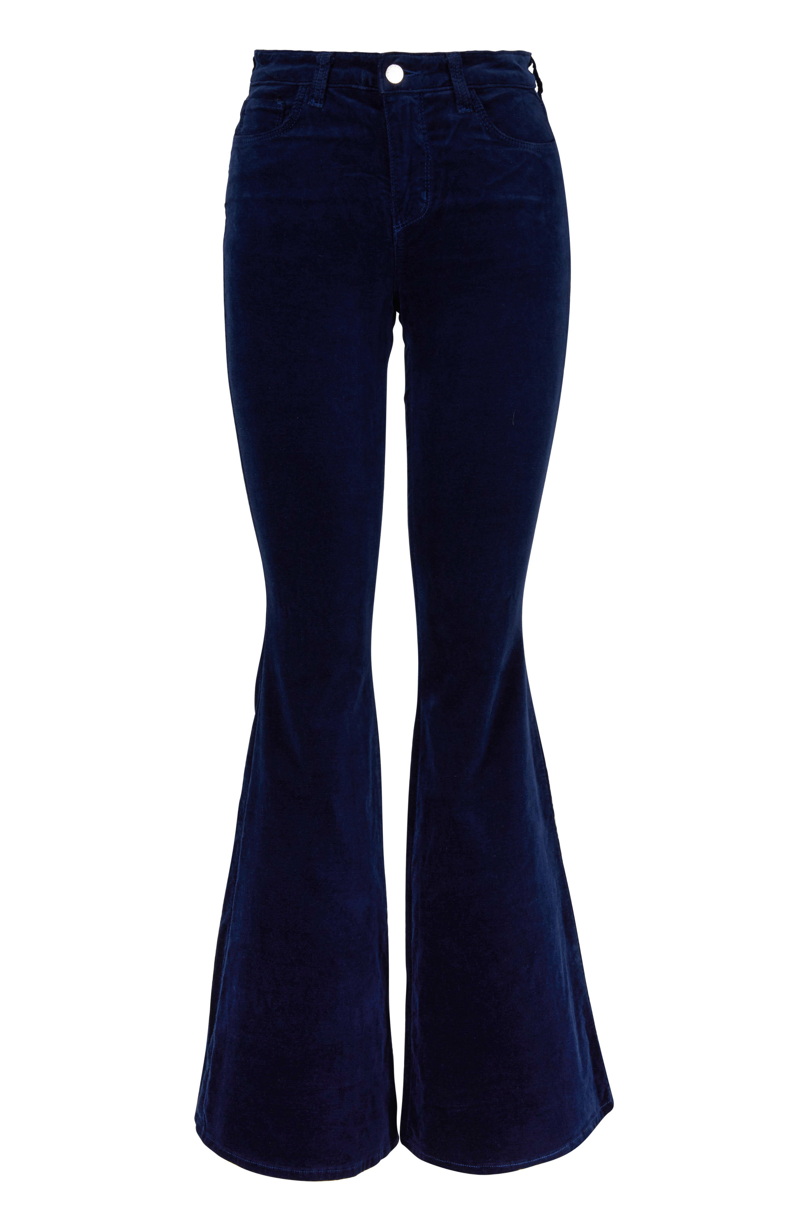 L'Agence - Solana Navy Velvet Flared Jean