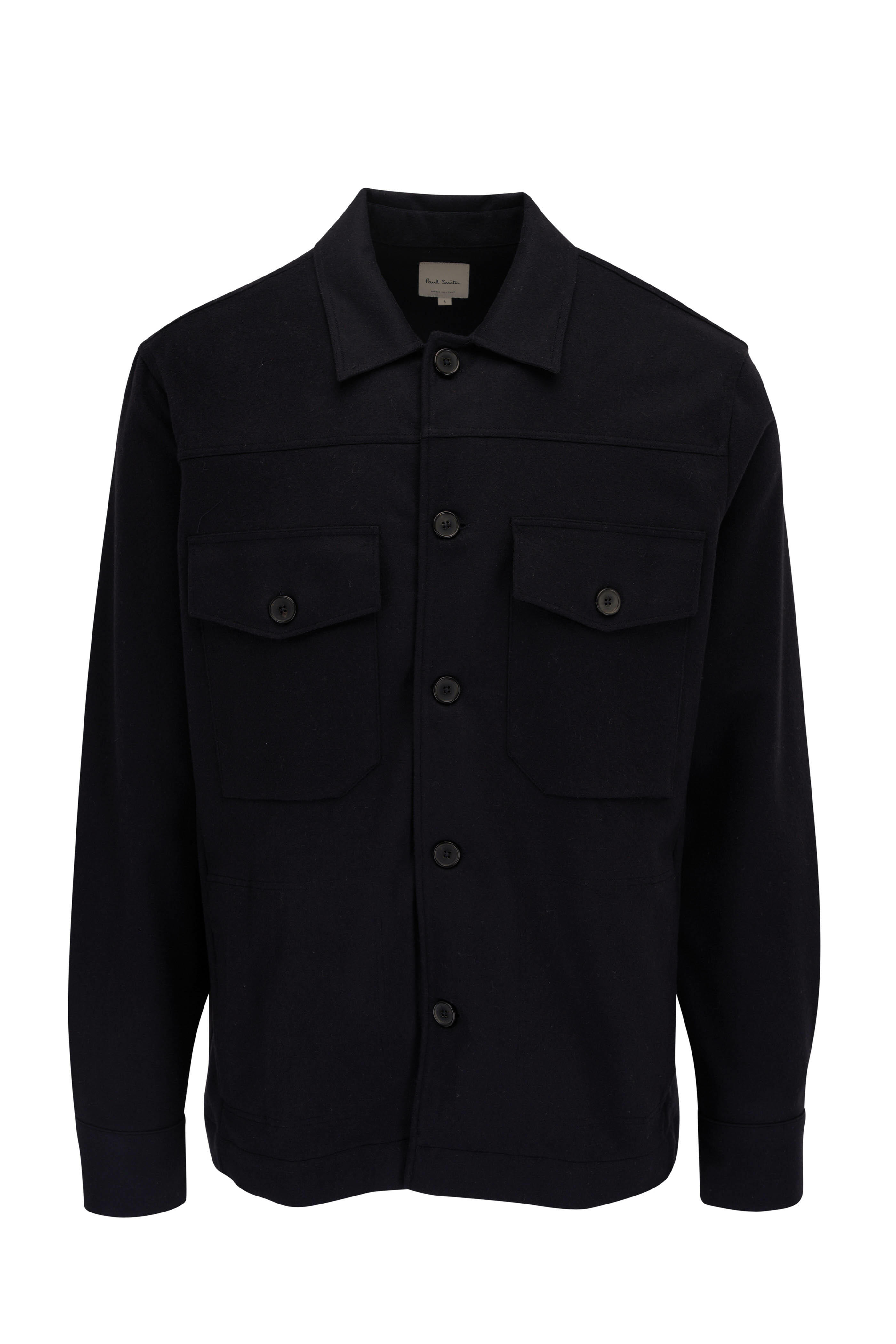 Paul Smith - Navy Blue Wool Shacket | Mitchell Stores