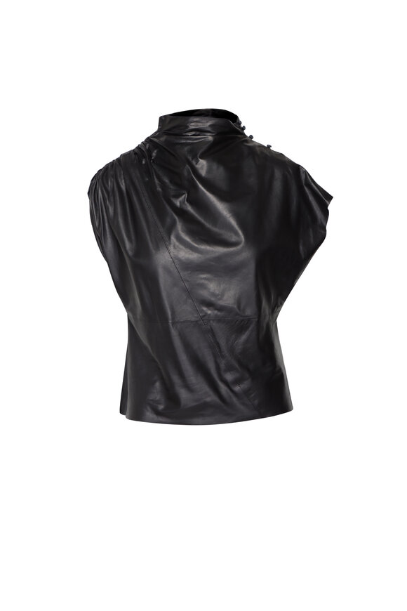 TWP Wish You Would Dark Midnight Leather Top