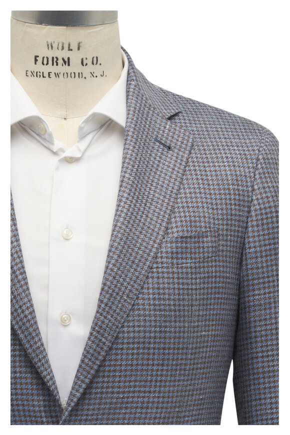 Canali - Kei Blue & Brown Houndstooth Sportscoat