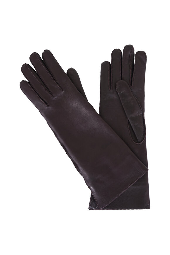 Loro Piana Carla Dark Eggplant Leather Gloves - view 1