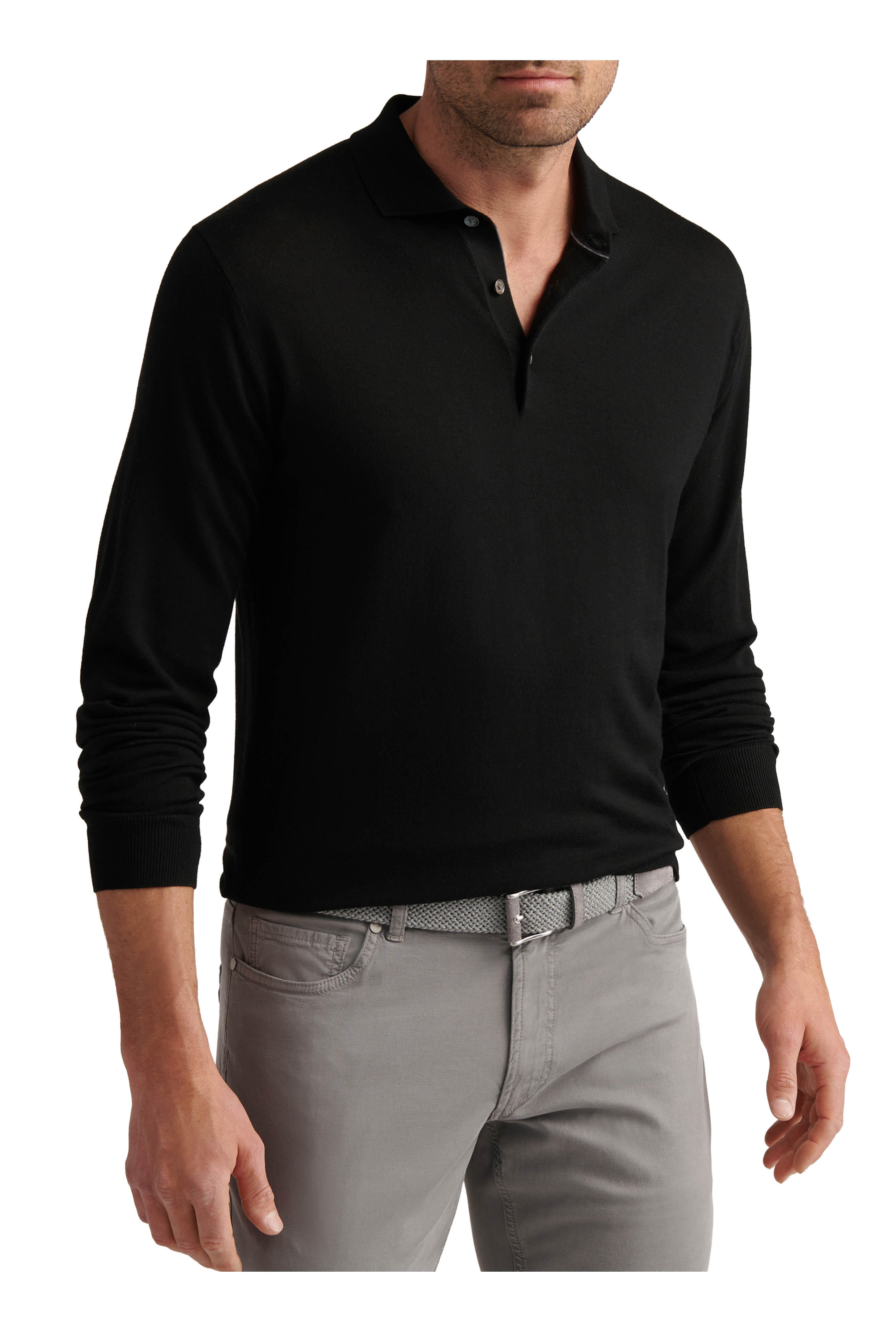 Peter Millar - Dorset Black Wool Polo Sweater