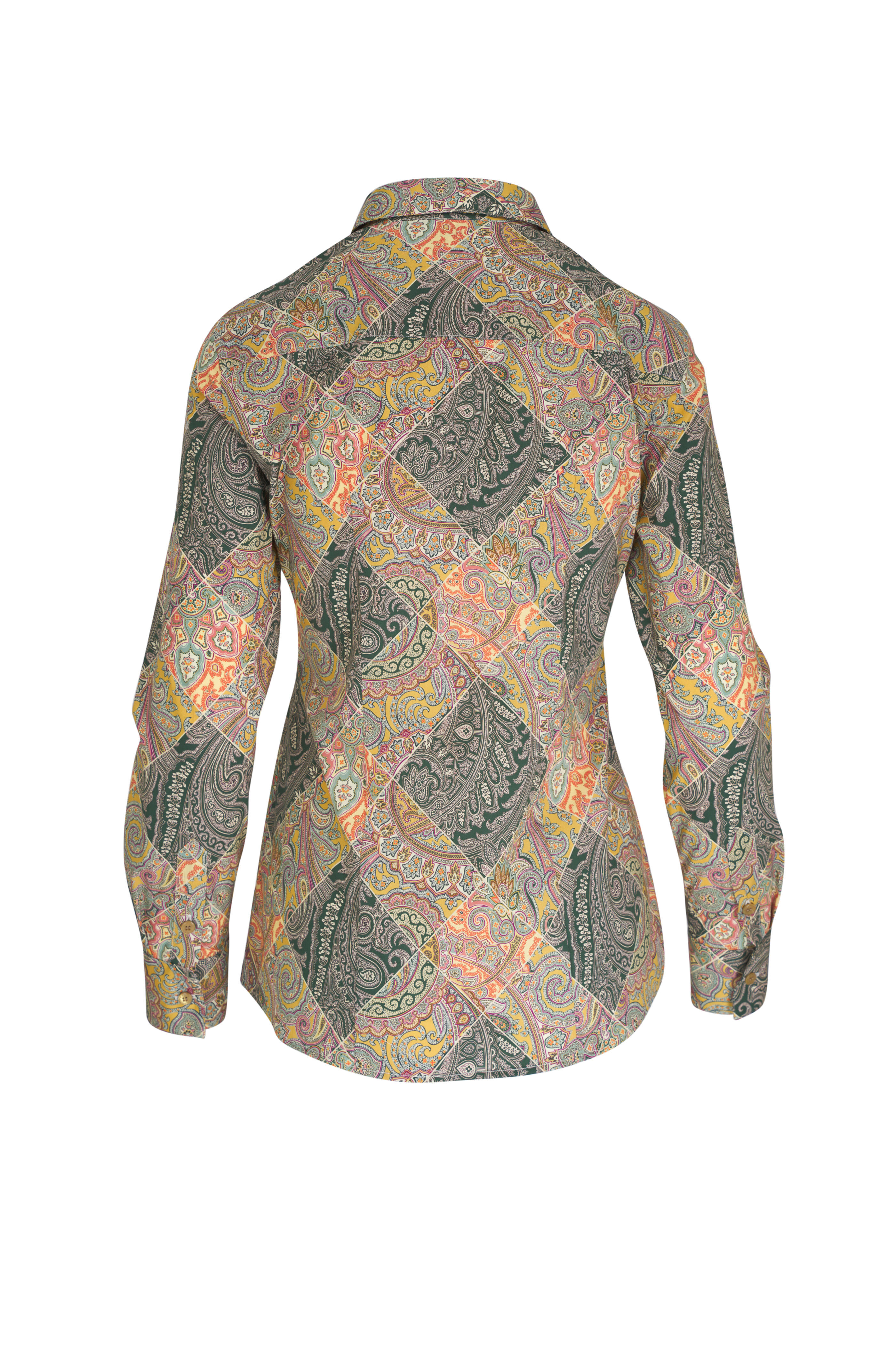 Etro - Multicolor Stretch Cotton Collared Blouse
