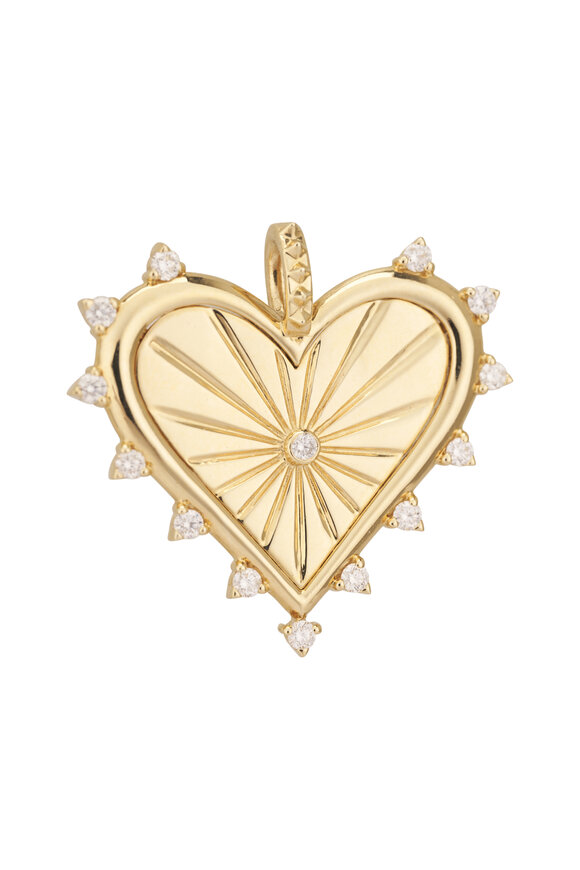 Marlo Laz 14k Yellow Gold Large Spiked Heart Charm - view 1