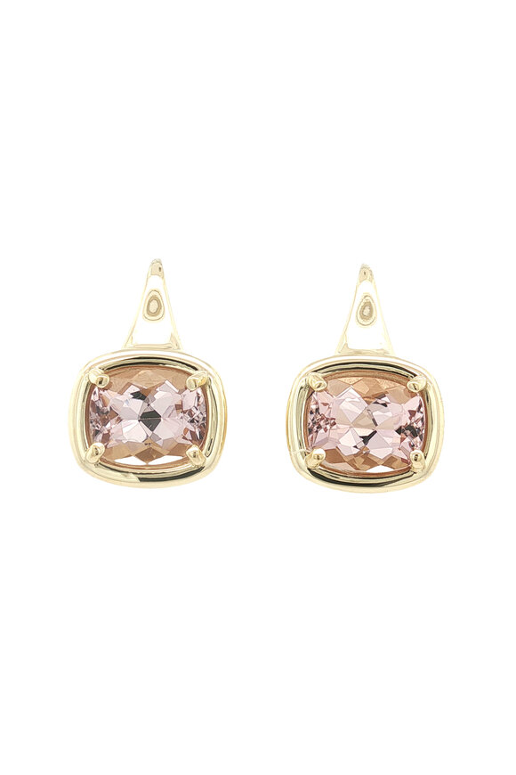 Lauren K 18k Gold Cushion Cut Morganite Kindle Earrings - view 1