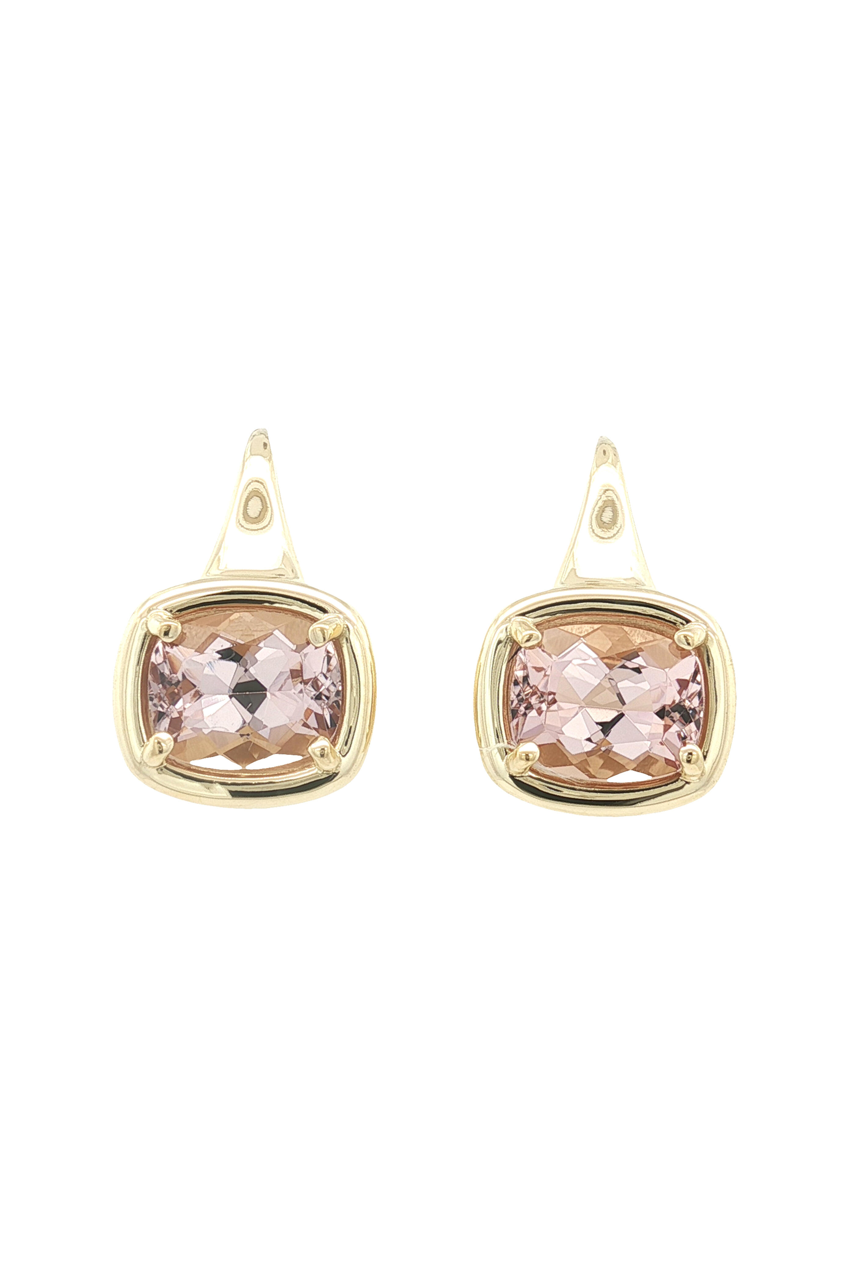 Lauren K - 18k Gold Cushion Cut Morganite Kindle Earrings