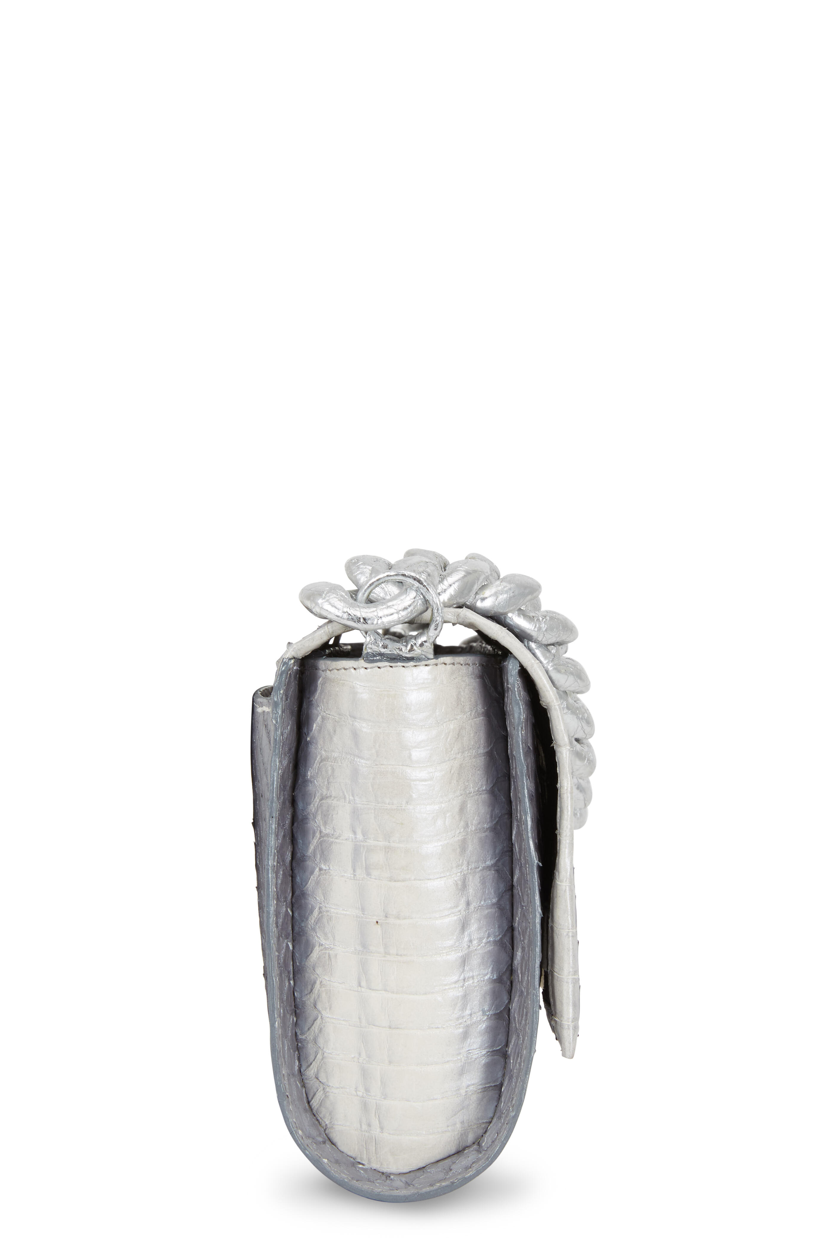 Nancy Gonzalez - Silver Crocodile & Snakeskin Small Chain Bag
