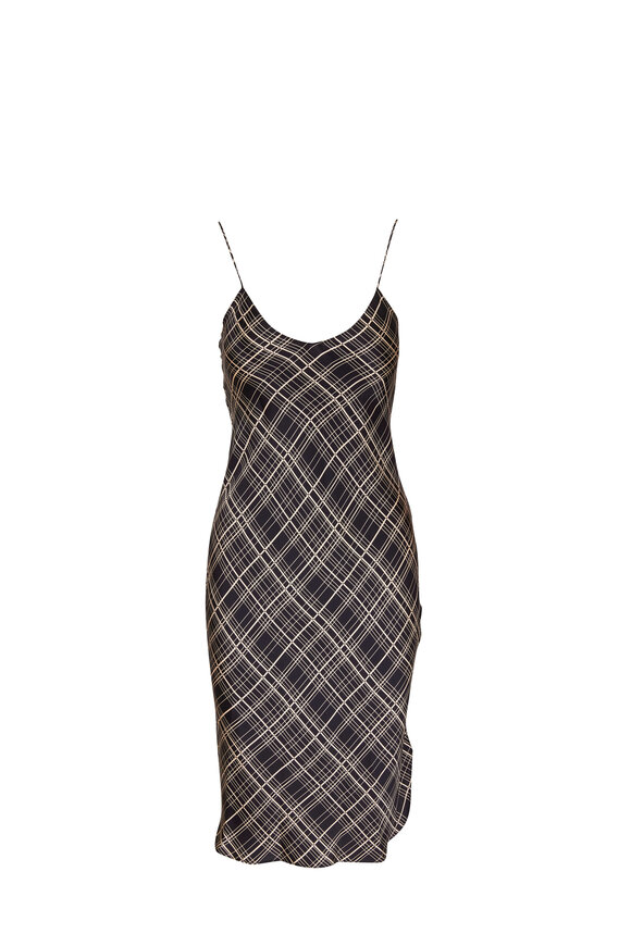 Nili Lotan - Black Plaid Short Cami Dress