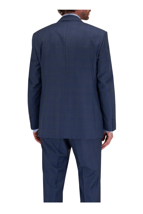 Canali - Navy Blue Tonal Plaid Wool Suit