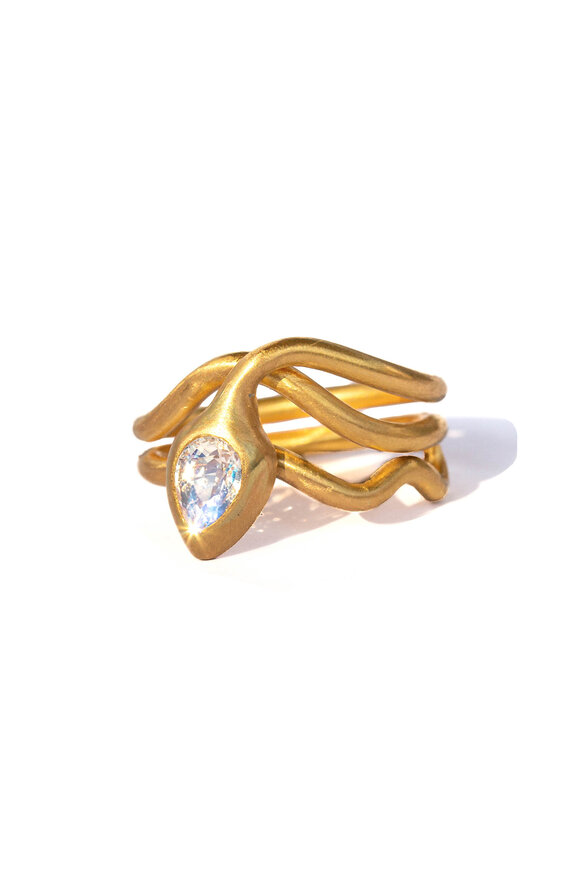 Marie-Hélène De Taillac Rainbow Moonstone Snake Ring - view 2