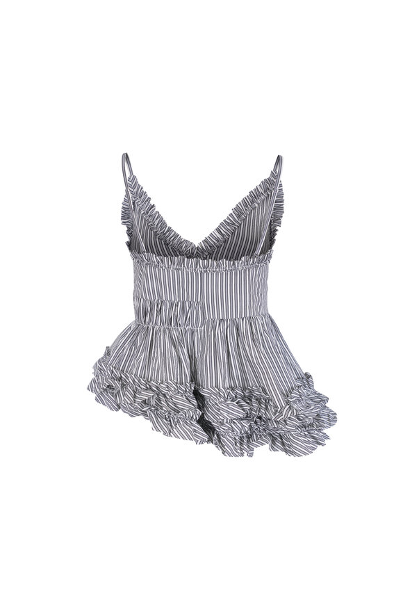 Dries Van Noten Cemil Washed Stripe Ruffled Tank - view 3