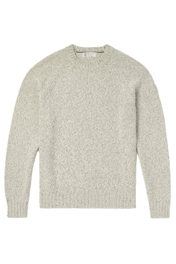 Brunello Cucinelli - Sage Green Ribbed Cotton Hoodie