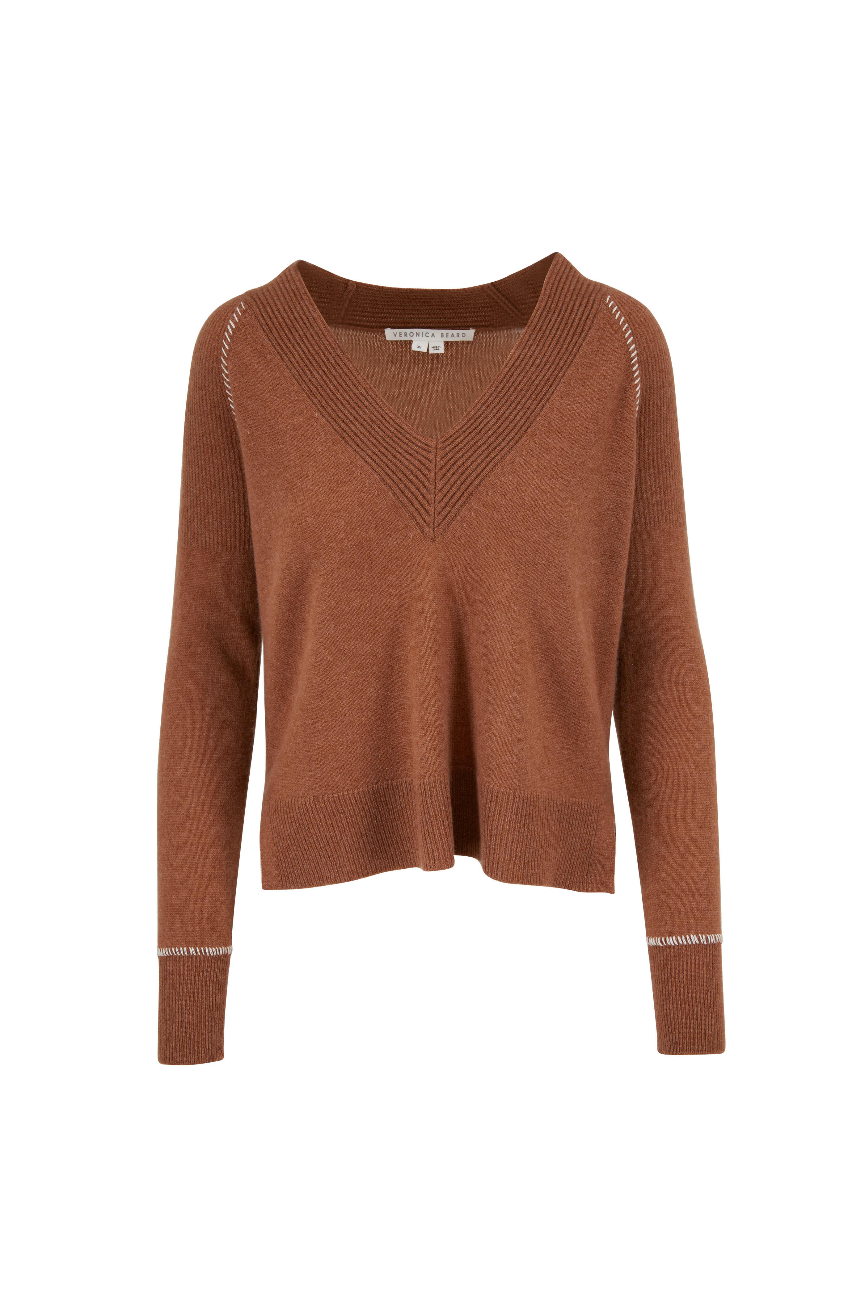 Jeans V Neck Cashmere Sweater Womens Veronica Beard Preta Camel