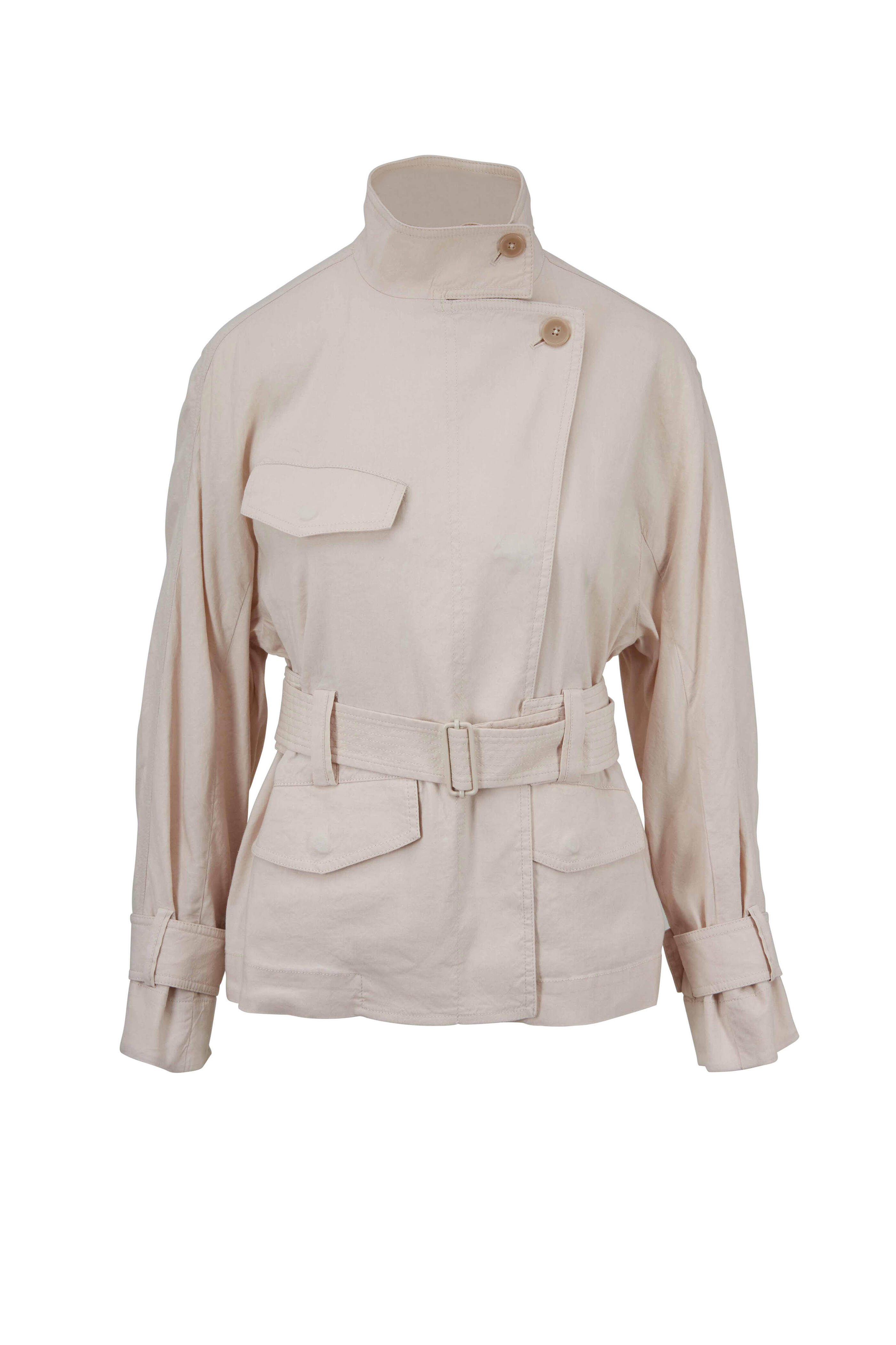 Vince - Sand Glow Stretch Linen Belted Jacket