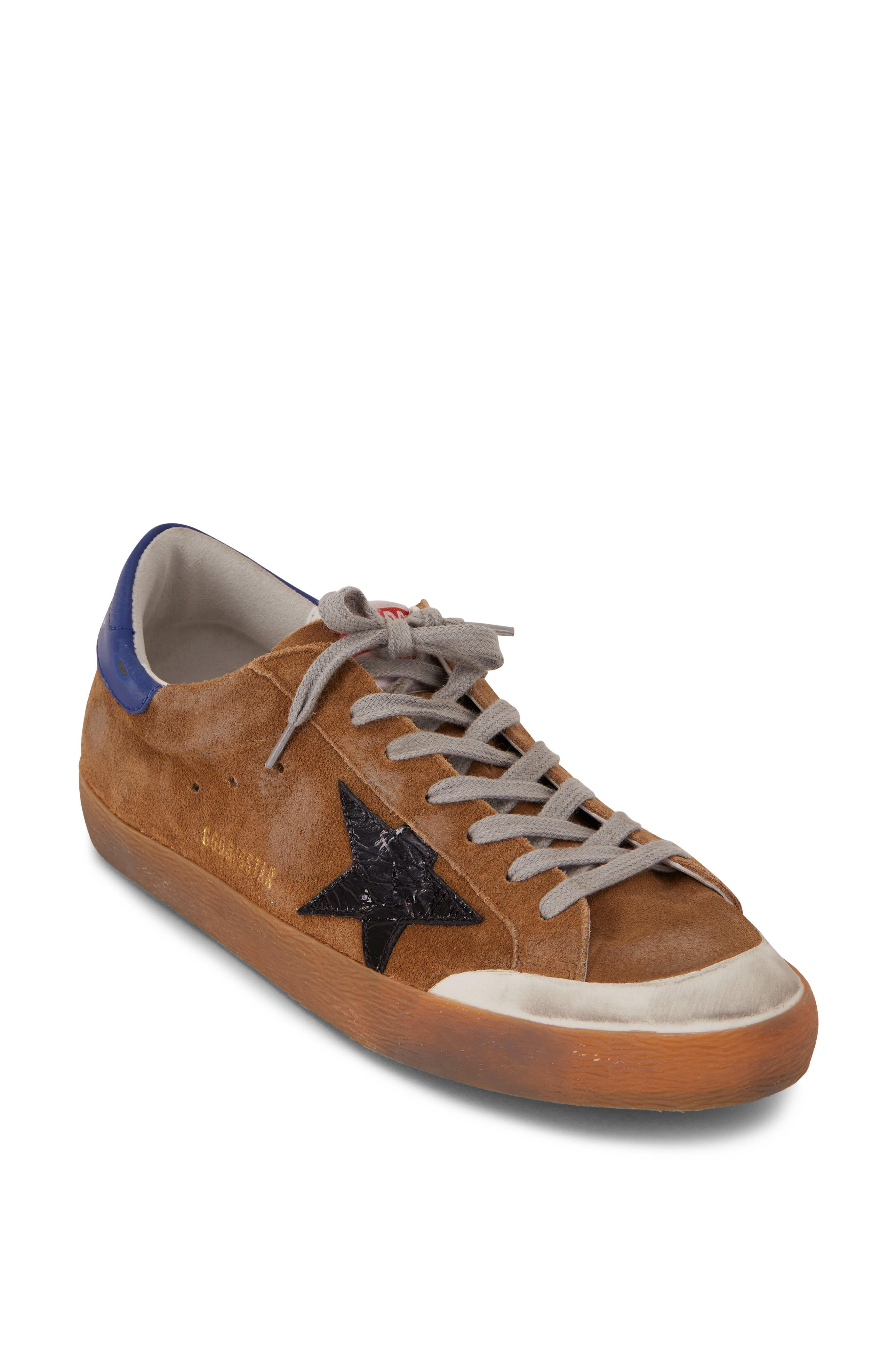 GOLDEN GOOSE Superstar distressed metallic leather and suede