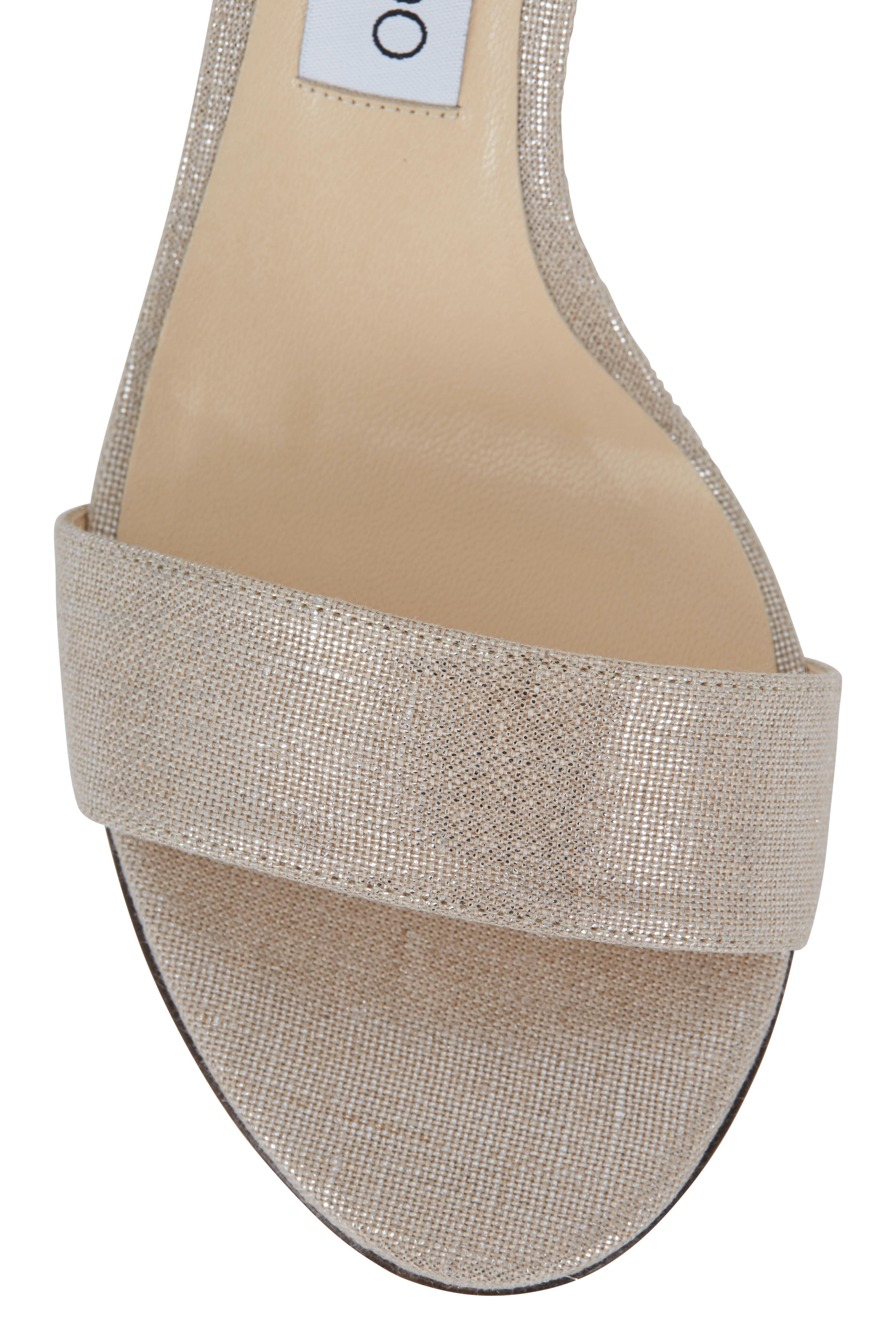 Jimmy Choo - Edina Natural Metallic Linen Sandal, 65mm