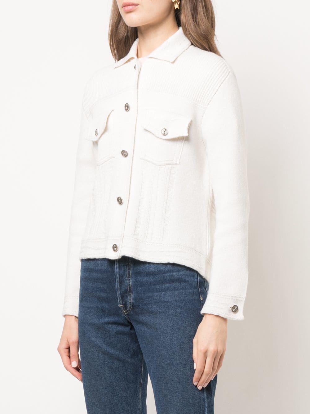 Barrie - White Cashmere & Cotton Knit Denim Style Jacket