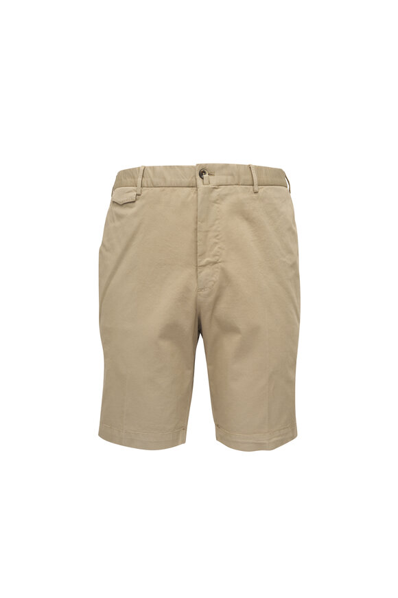 PT Torino Light Khaki Stretch Cotton Shorts