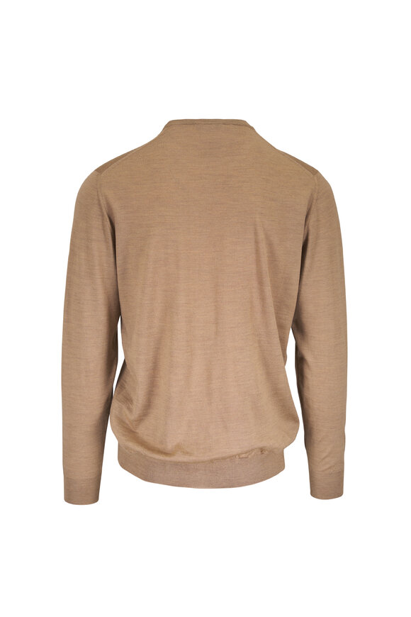 Fedeli Sand Superfine Wool Crewneck Sweater - view 4