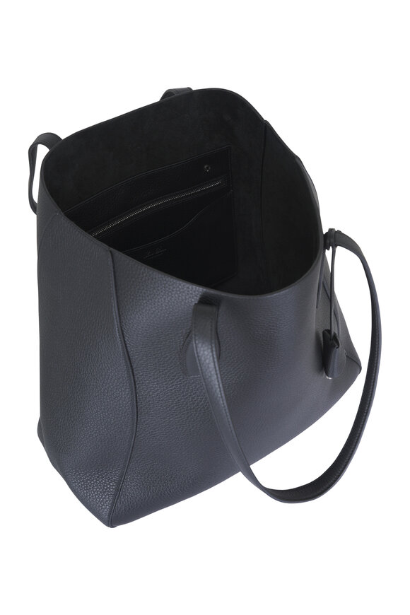 Loro Piana Needle Black Grained Leather Shopper - view 4