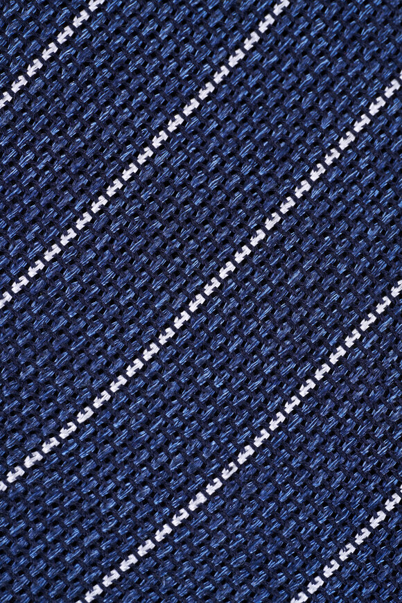 Canali - Navy & Gray Diagonal Stripe Silk Necktie