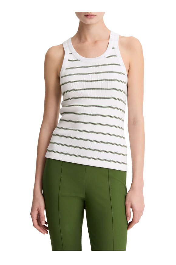 Vince Herb Combo Stripe Ribbed Scoop Neck Tank - view 2