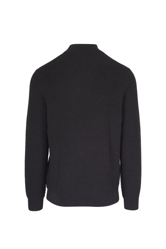 Patrick Assaraf Brownie Bubble Stitch Wool Quarter Zip Pullover - view 2