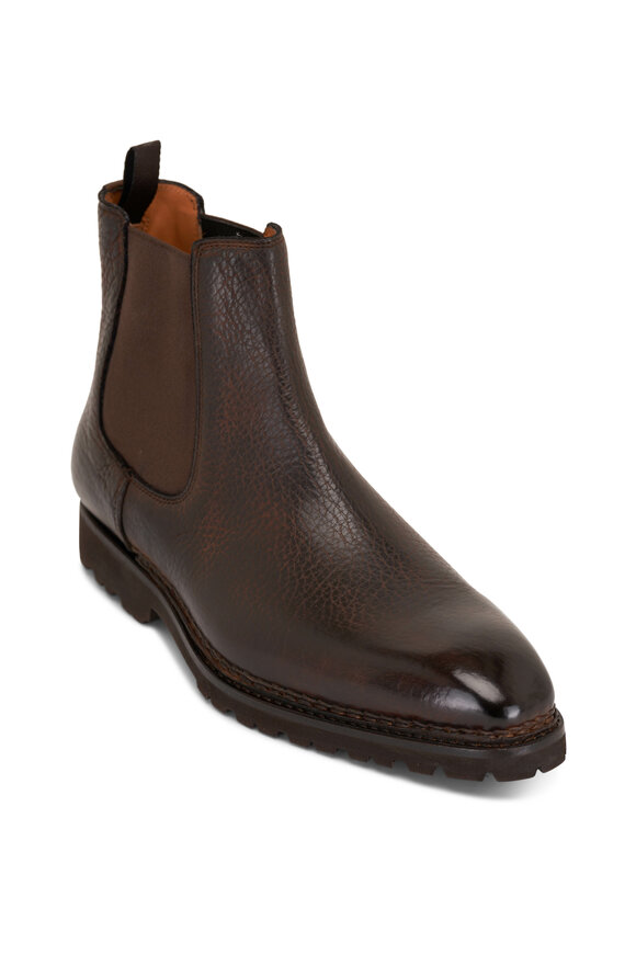 Bontoni - Cavaliere Dark Brown Grain Leather Chelsea Boot 