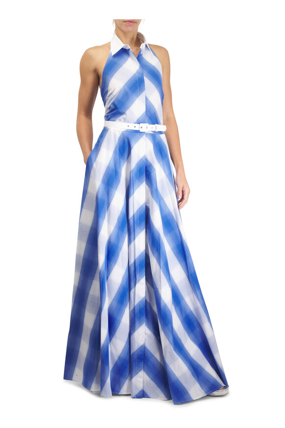 Sara Roka Eloise Blue & White Check Halter Dress - view 2