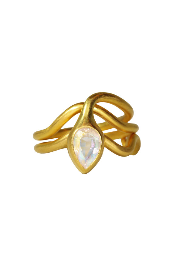 Marie-Hélène De Taillac Rainbow Moonstone Snake Ring