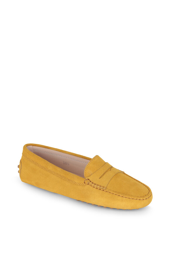 Tod's - Gommini Yellow Suede Penny Driver