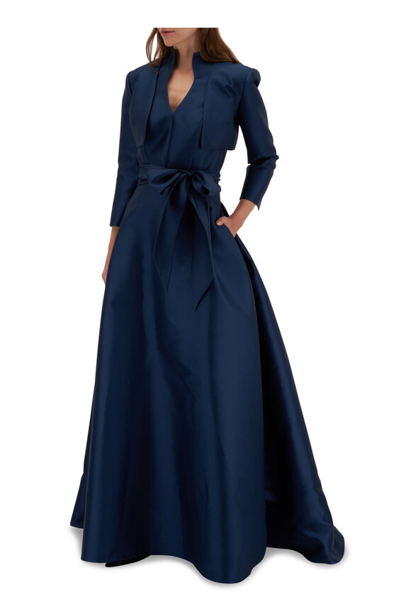 Carolina Herrera - Navy Stand Collar Gown