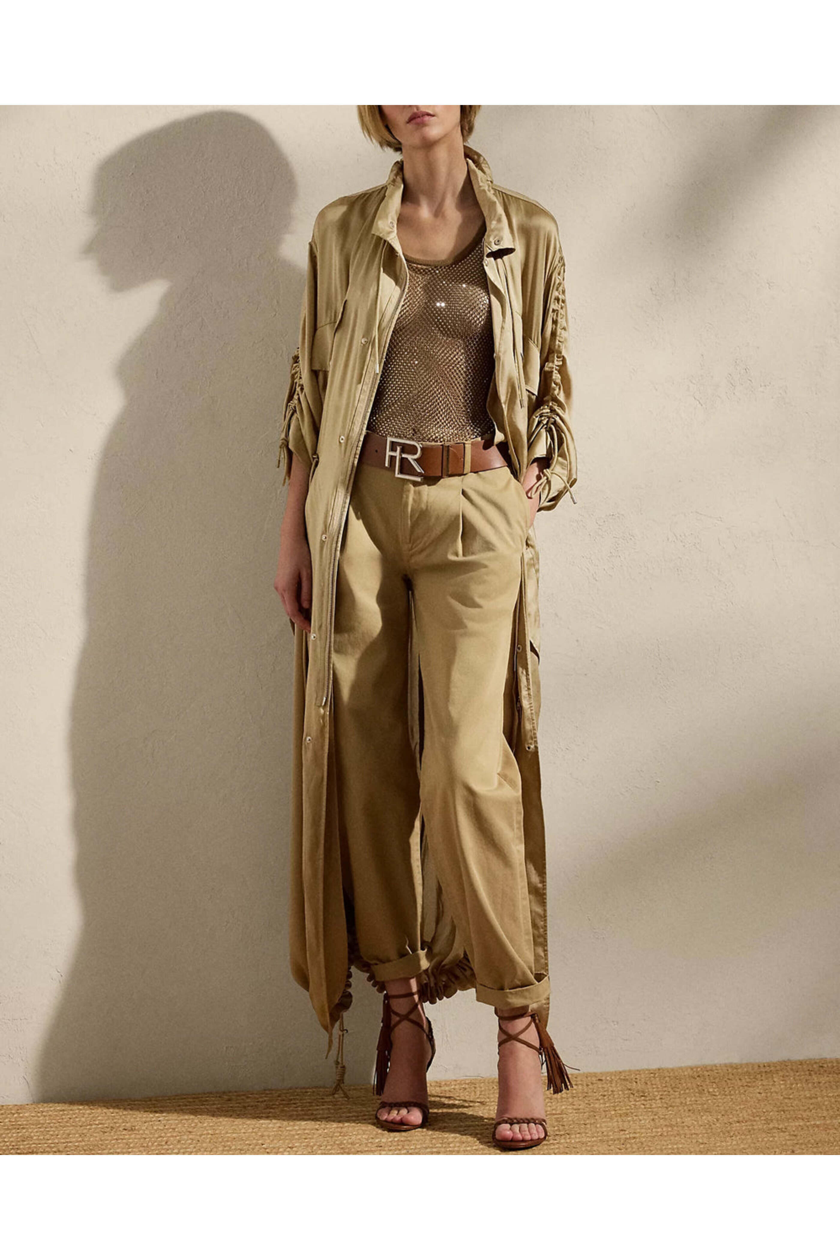 Ralph Lauren - Lux Tan Charmeuse Amberly Long Coat