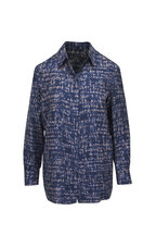 Bottega Veneta - Blue Intrecciato Suede Shirt | Mitchell Stores