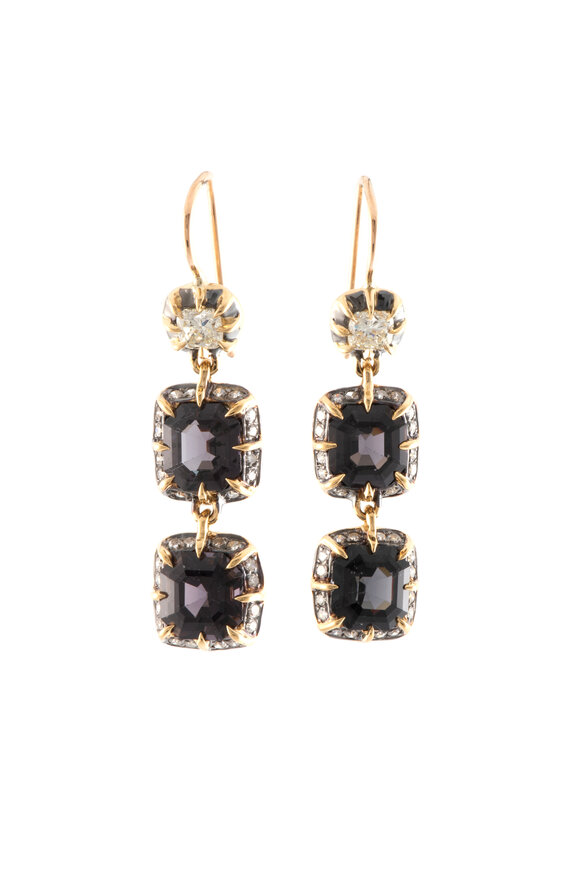 Sylva & Cie Burmese Spinel & Diamond Dangle Earrings - view 1
