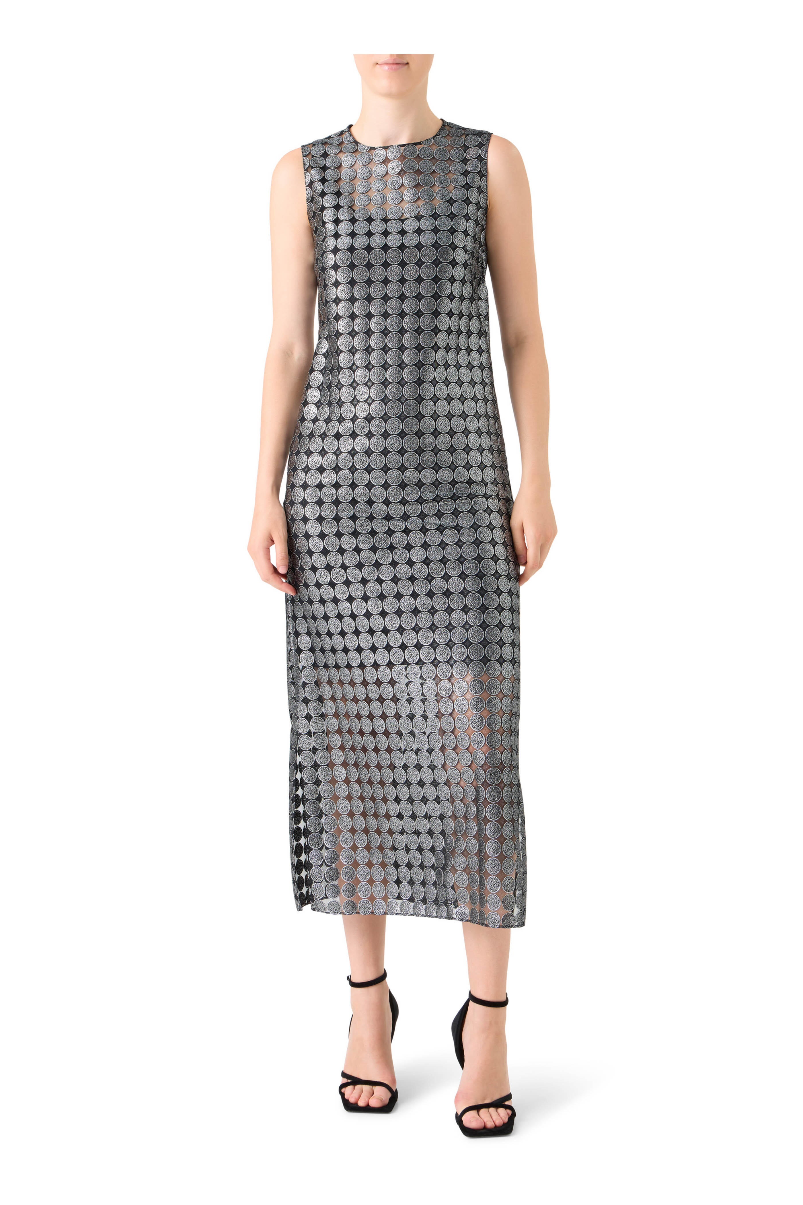 Akris Punto - Brushed Steel Metallic Dot Midi Dress