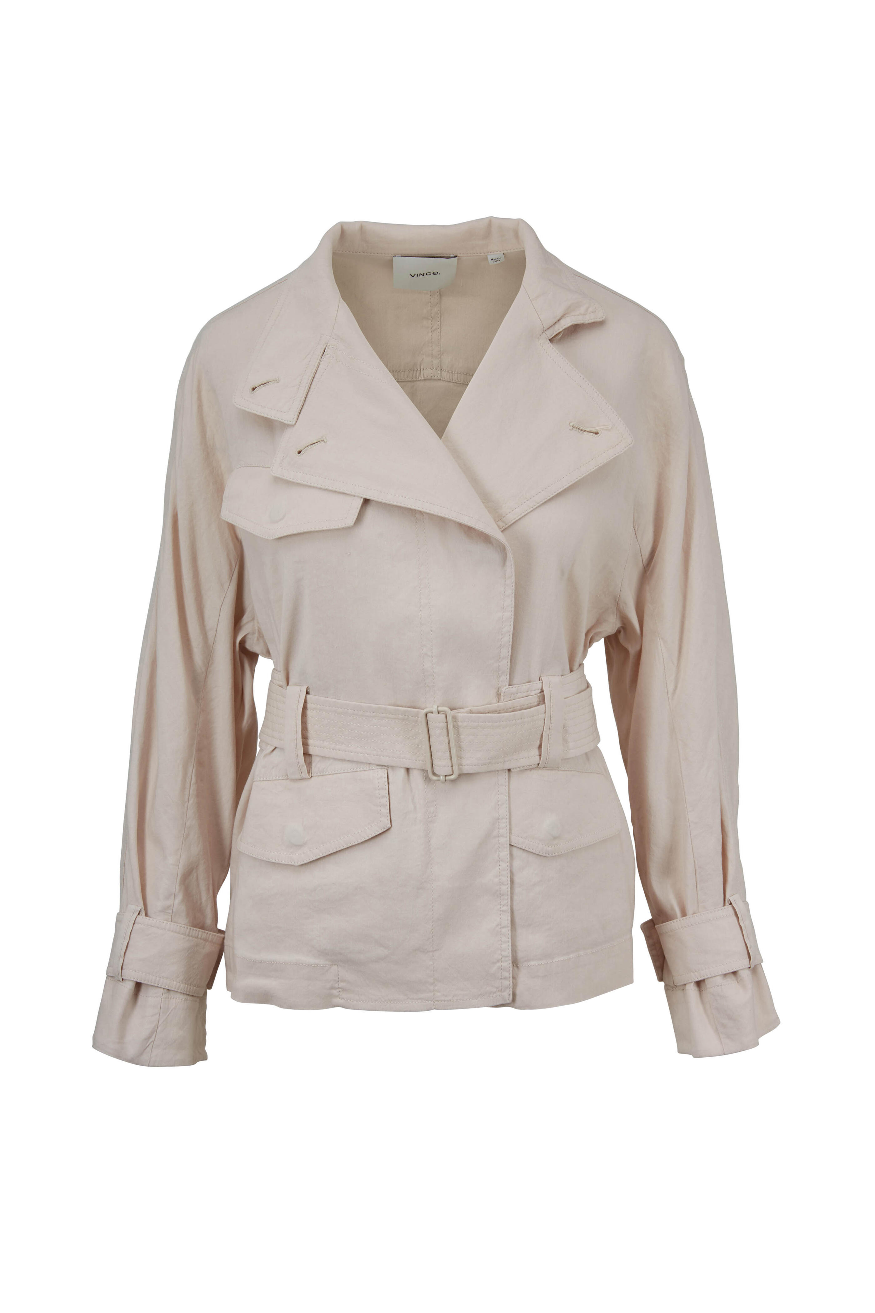 Vince - Sand Glow Stretch Linen Belted Jacket