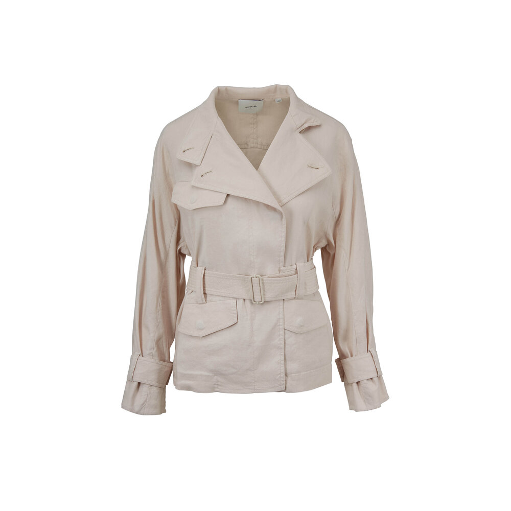 【RAINMAKER】STRETCH BELTED JACKET Vince - Sand Glow Stretch Linen Belted Jacket | Mitchell Stores