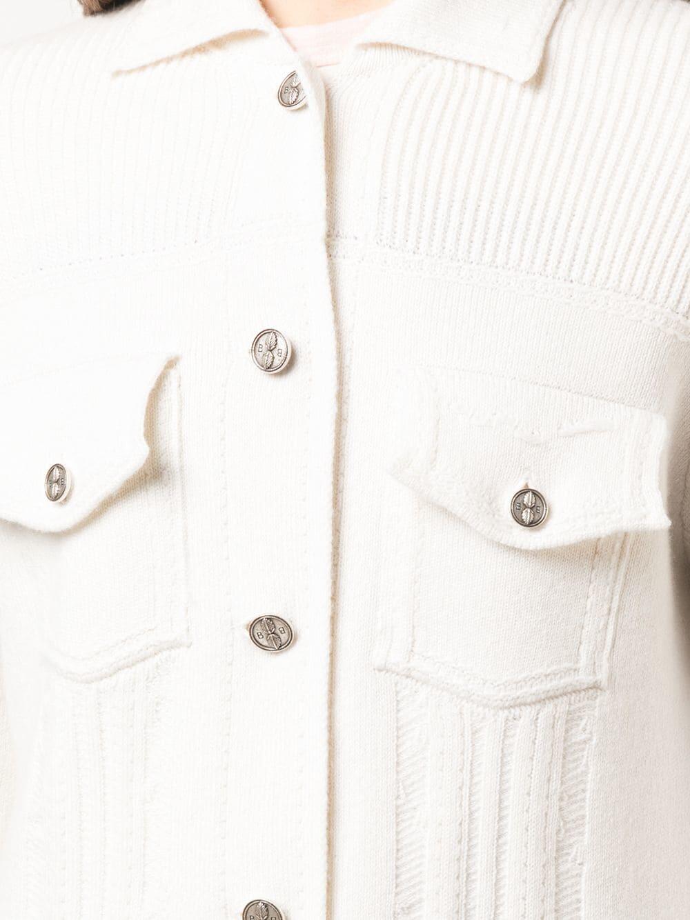 Barrie - White Cashmere & Cotton Knit Denim Style Jacket