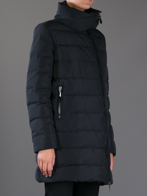 Moncler - Black Asymmetric Zip Puffer Jacket | Mitchell Stores
