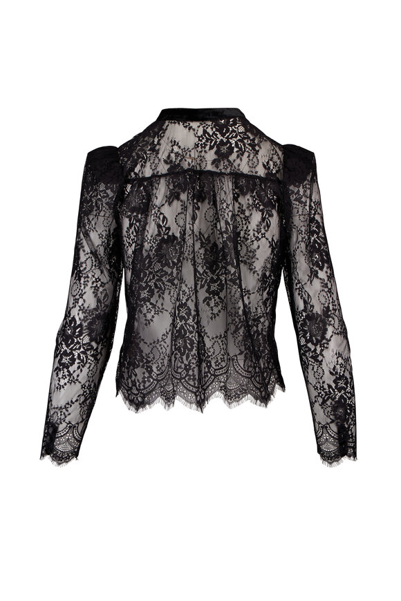 L'Agence Dorothea Black Lace & Velvet Blouse - view 2