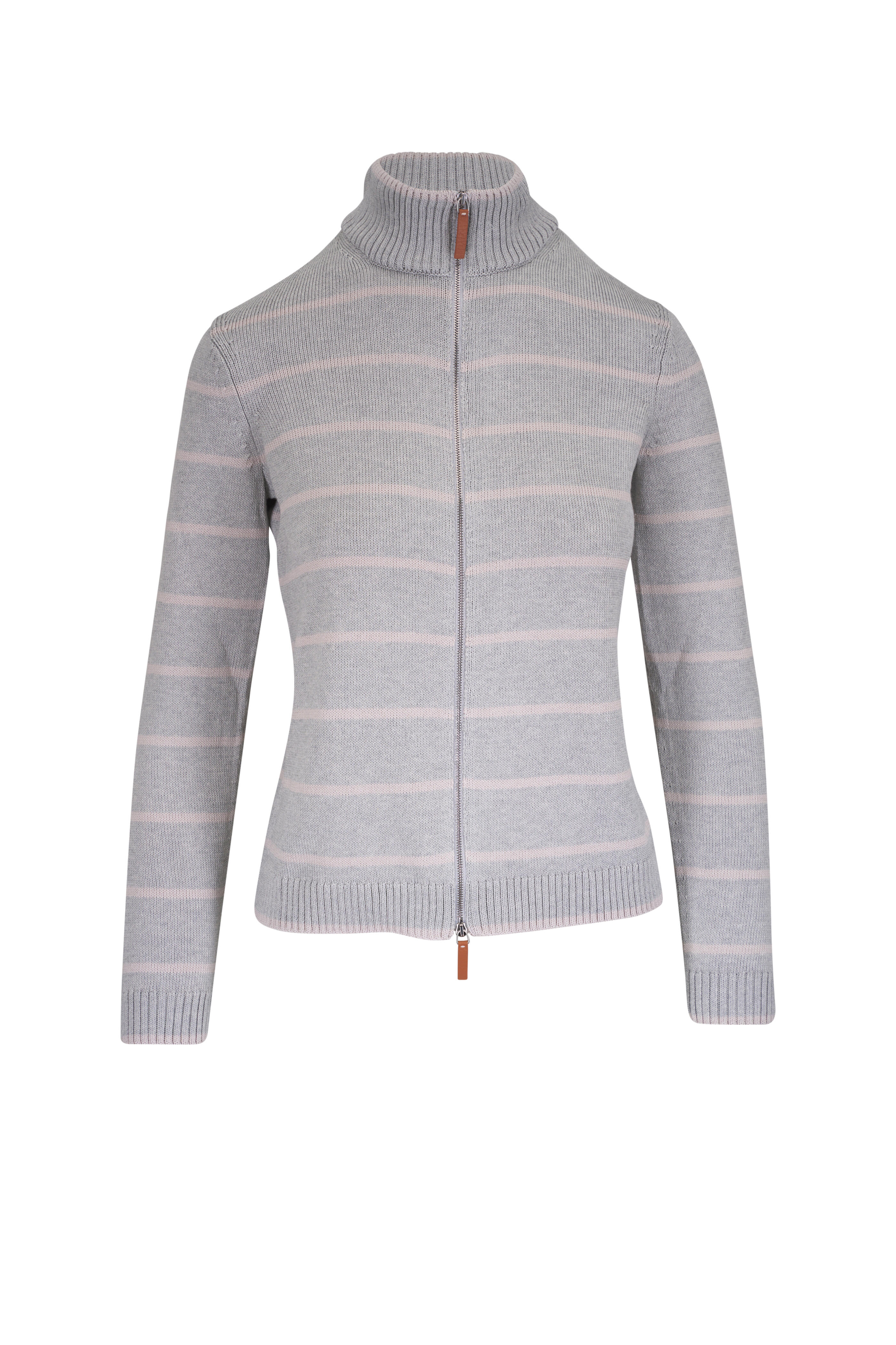 Lafayette 148 New York - Dove Cotton & Silk Tape Stripe Fitted Bomber